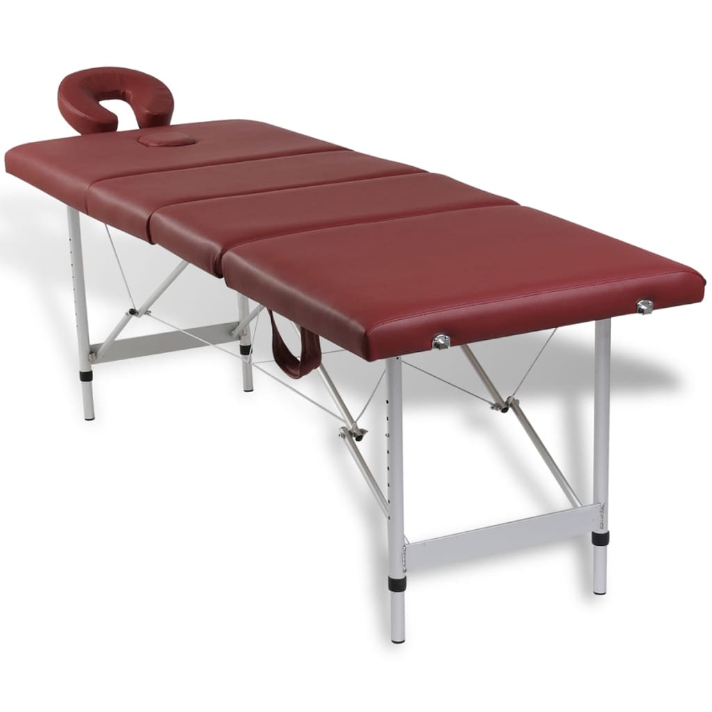 VidaXL Massagetafel inklapbaar met aluminium frame (vier delen rood)