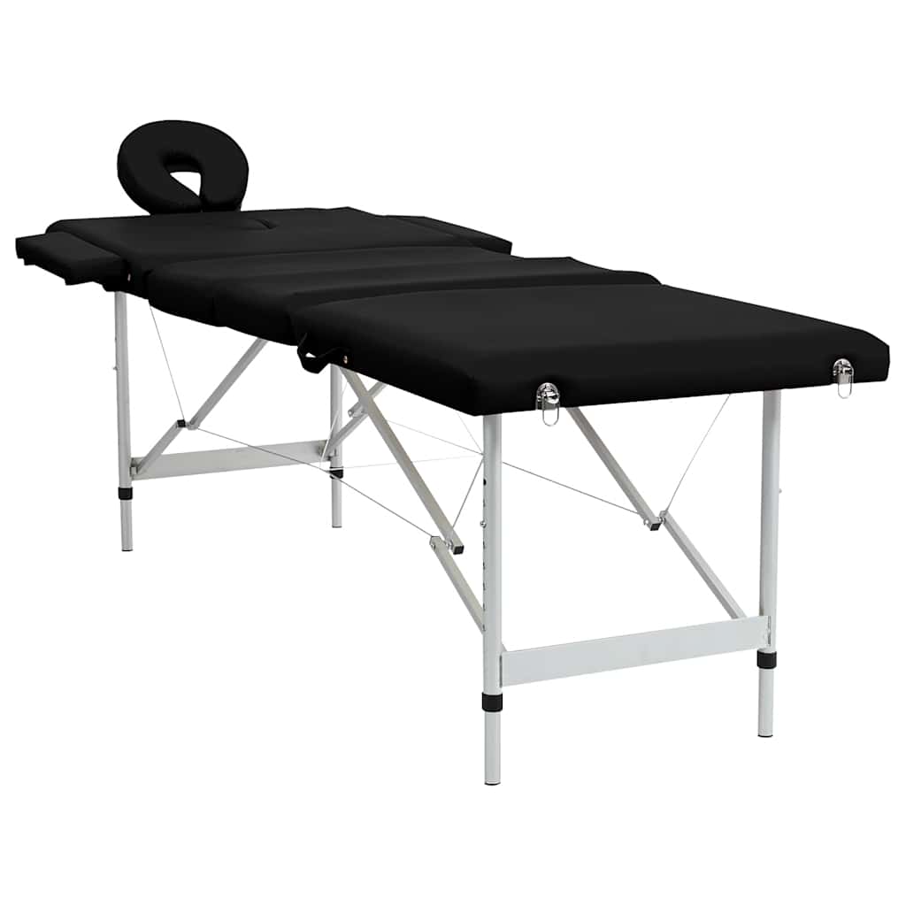 Vidaxl massagetafel met 4 zones inklapbaar aluminium frame zwart