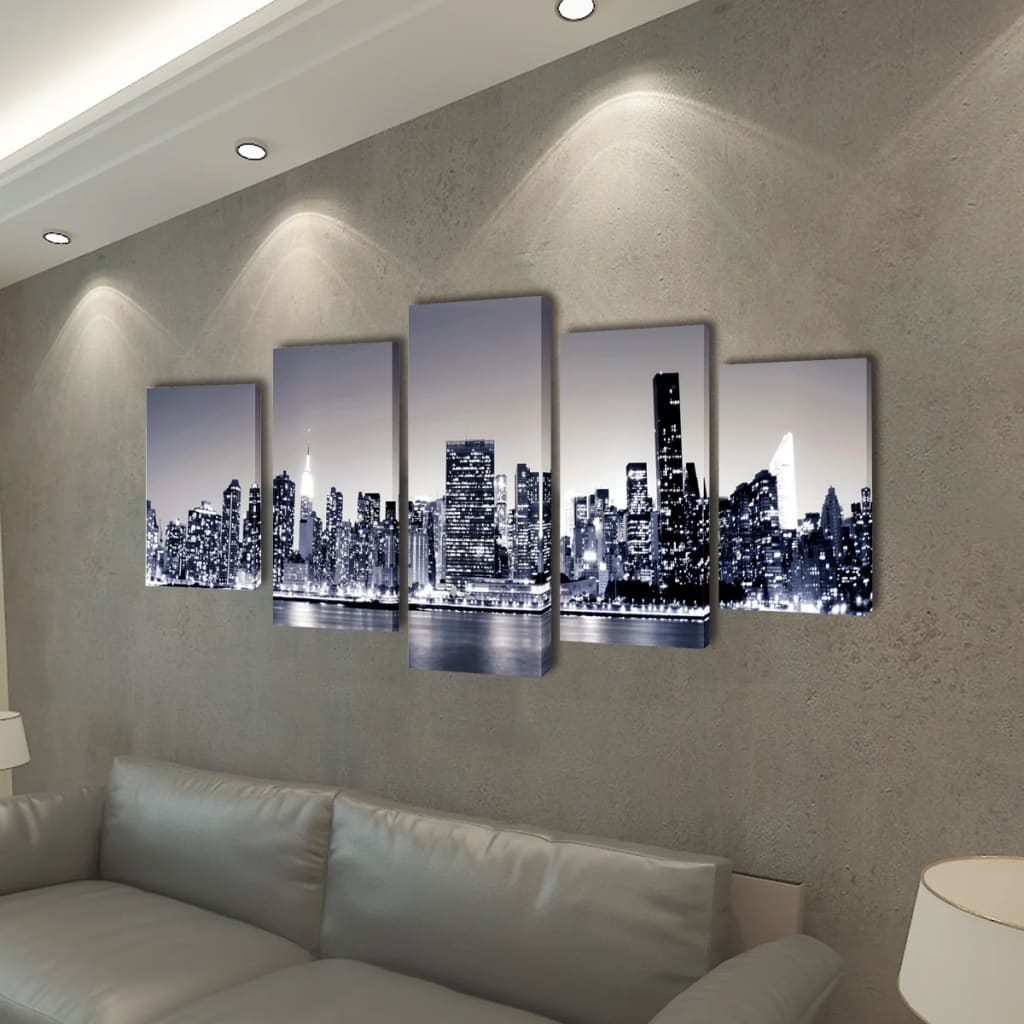 Vidaxl canvas muurdrukset monochroom new york skyline 200 x 100 cm