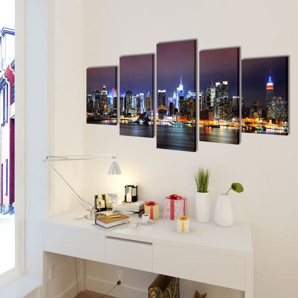 Vidaxl canvas muurdrukset kleurrijke new york skyline 100 x 50 cm