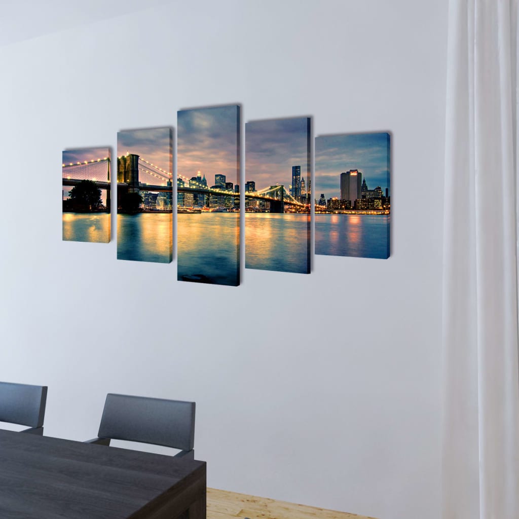 Vidaxl canvas muurdrukset brooklyn bridge rivier uitzicht 200 x 100 cm