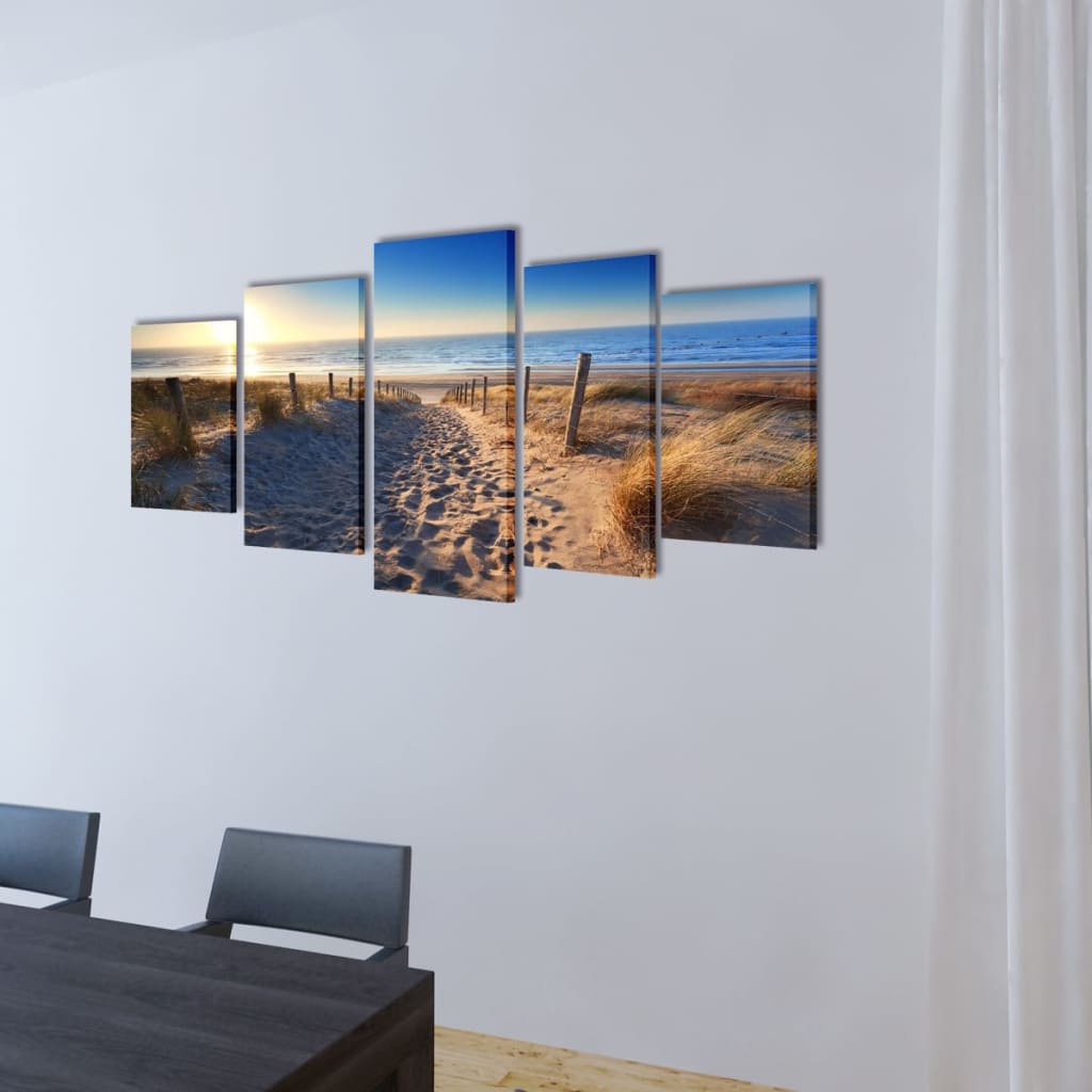 Vidaxl canvas muurdrukset zandstrand 100 x 50 cm