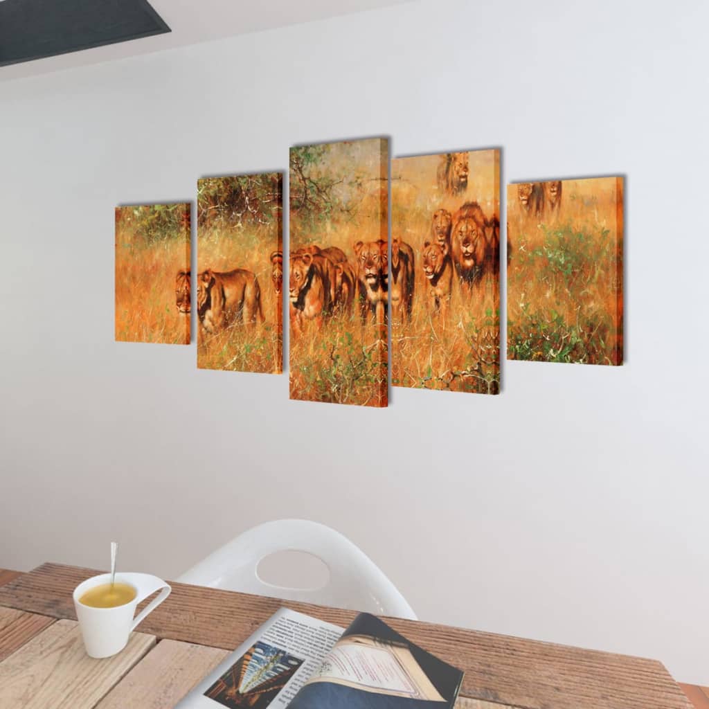 Vidaxl canvas muurdrukset leeuw 100 x 50 cm