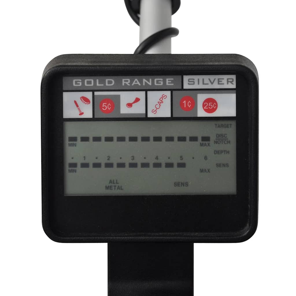 Vidaxl metaaldetector met lcd-scherm zoekschijf 20cm zoekdiepte 300cm