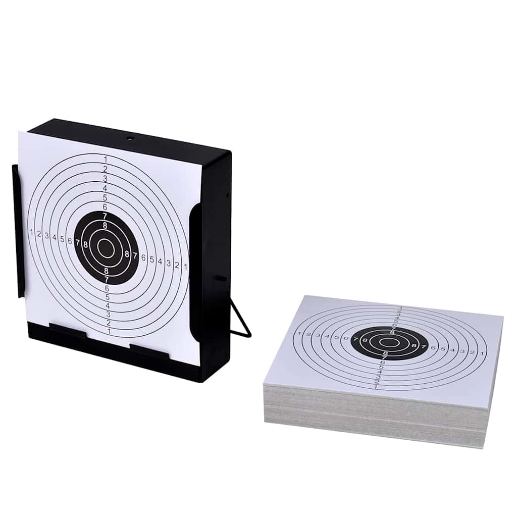 Vidaxl schietkast vierkant met 100 papieren doelen 14 cm