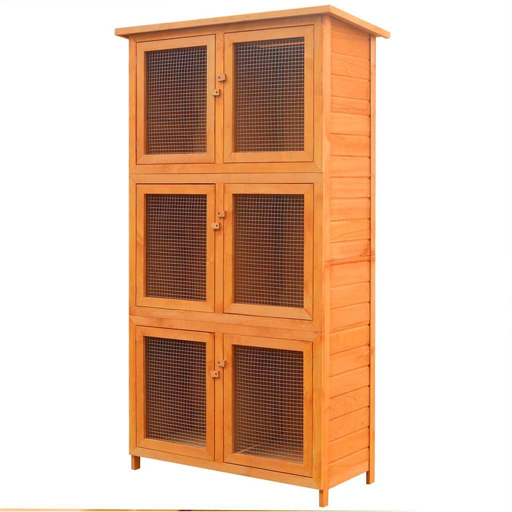 Vidaxl dierenhok 6 kamers hout