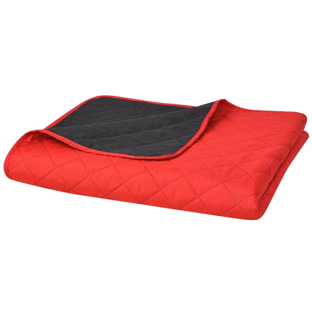Vidaxl 131552 dubbelzijdig gewatteerde sprei rood en zwart 170x210 cm