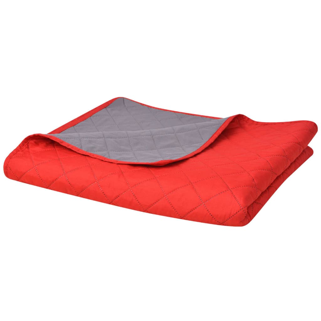 Vidaxl dubbelzijdige dekbed bedsprei rood en grijs 230x260 cm