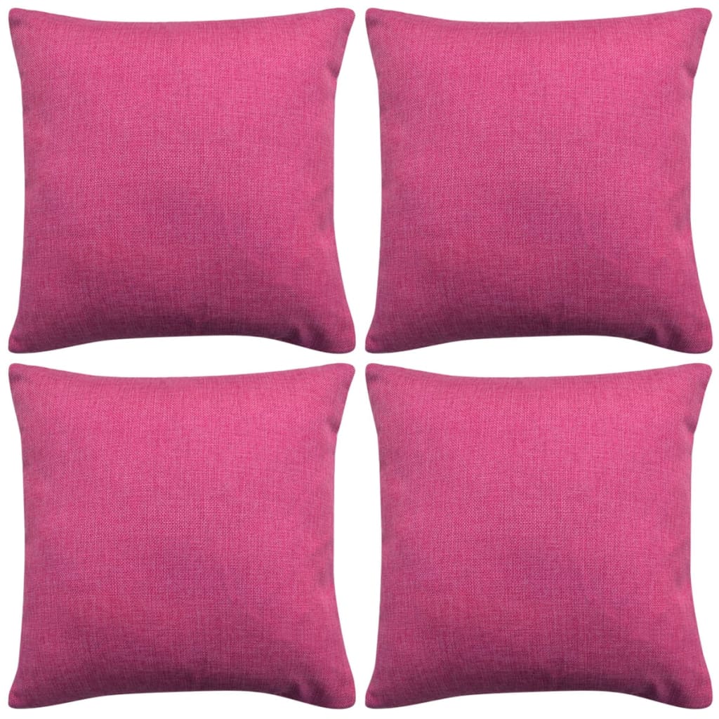 VidaXL Kussenhoezen 4 stuks linnenlook roze 40x40 cm