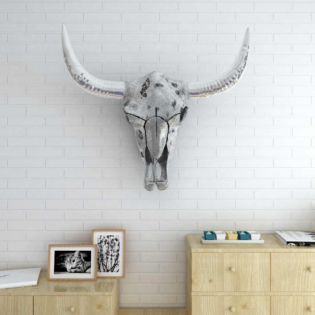 Vidaxl schedel muurdecoratie aluminium zilver