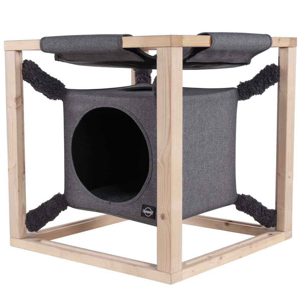 Quapa's! kattenbed met hangmat catcube m 54x54x54 cm grijs