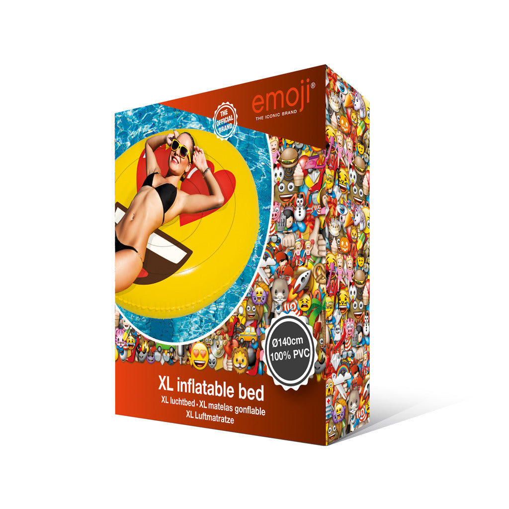 Basic opblaasbaar figuur emoji gezicht hartjes 140cm