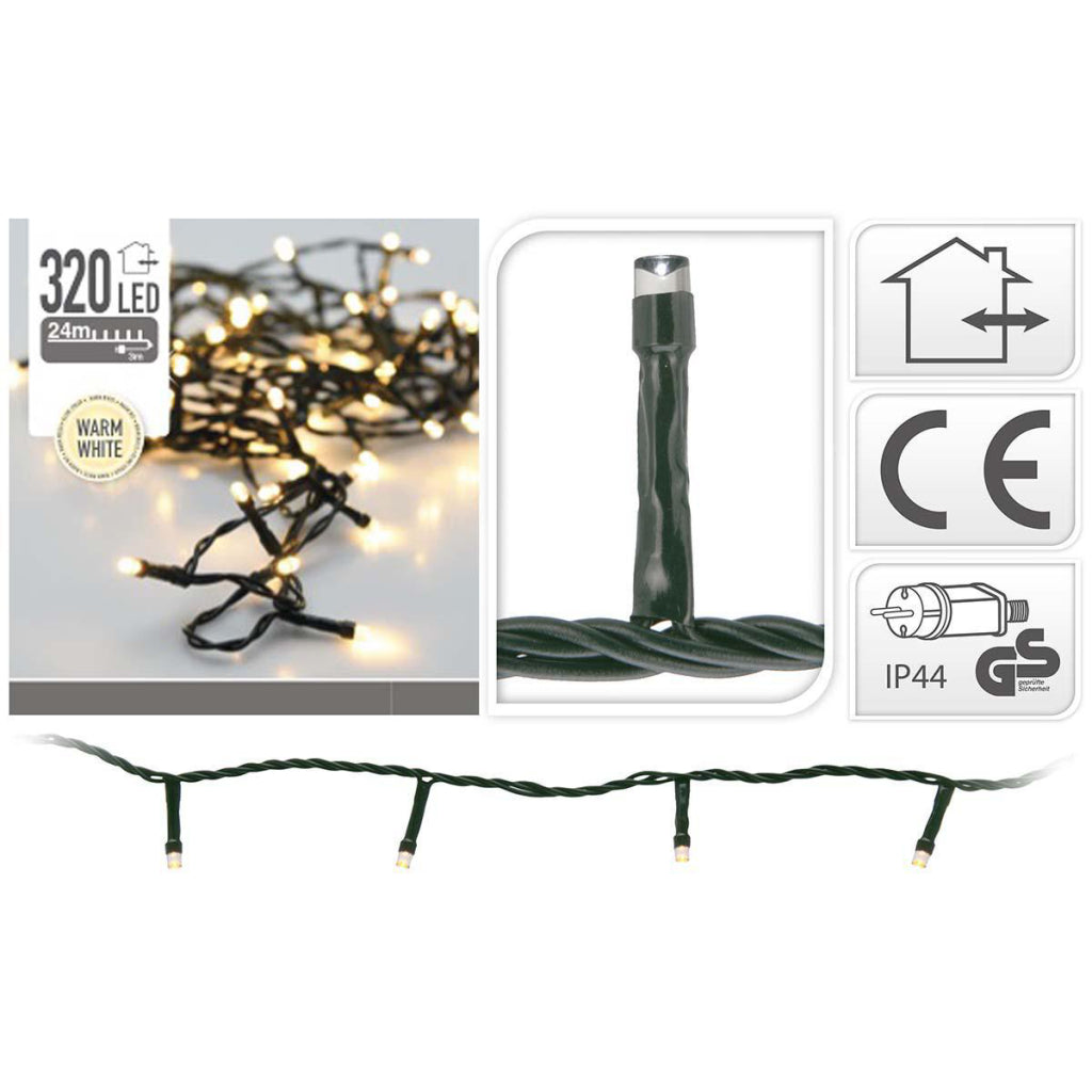 S.i.a. led verlichting 320leds 240 cm warm wit licht zwart