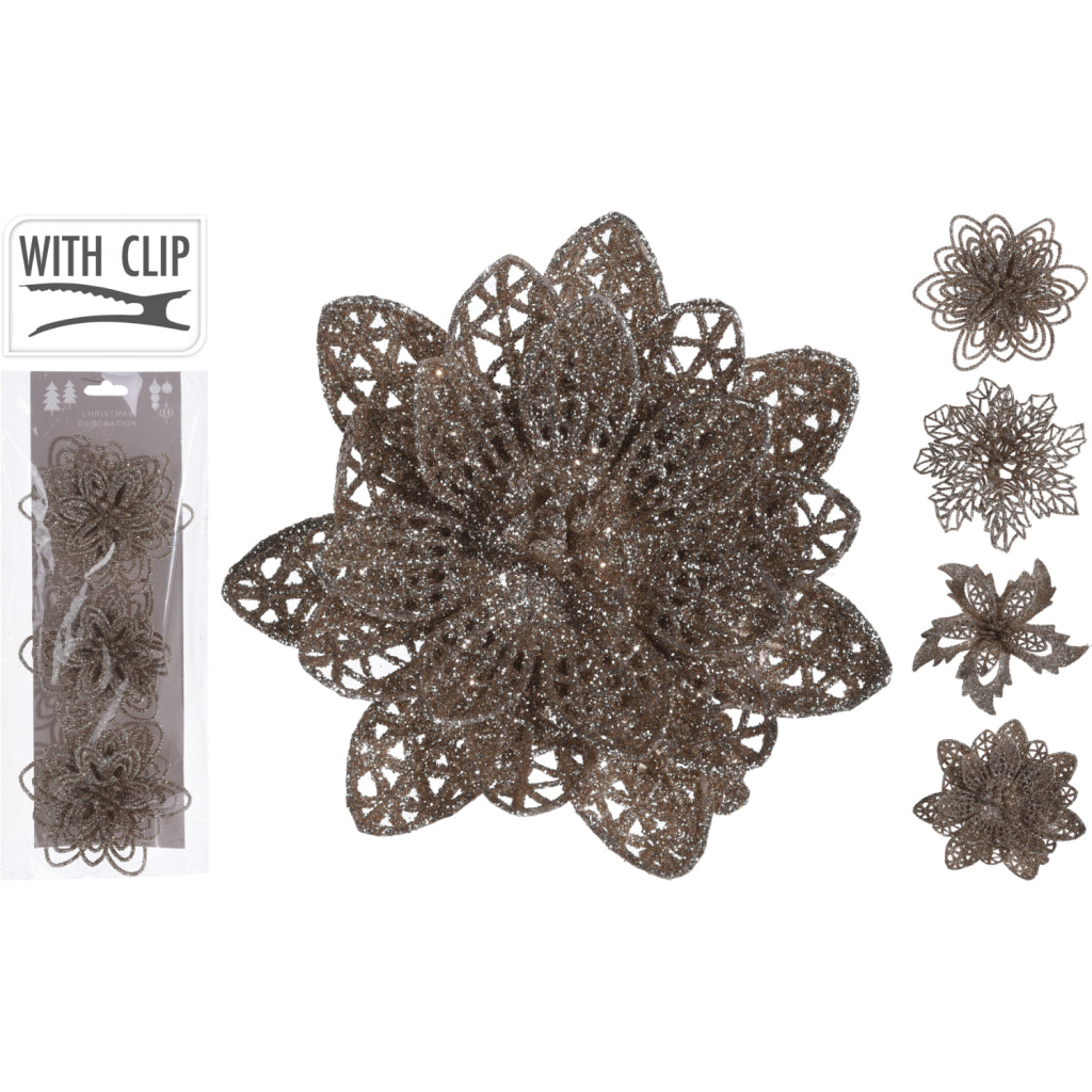 Diverse bloemversiering clip 10cm 3st