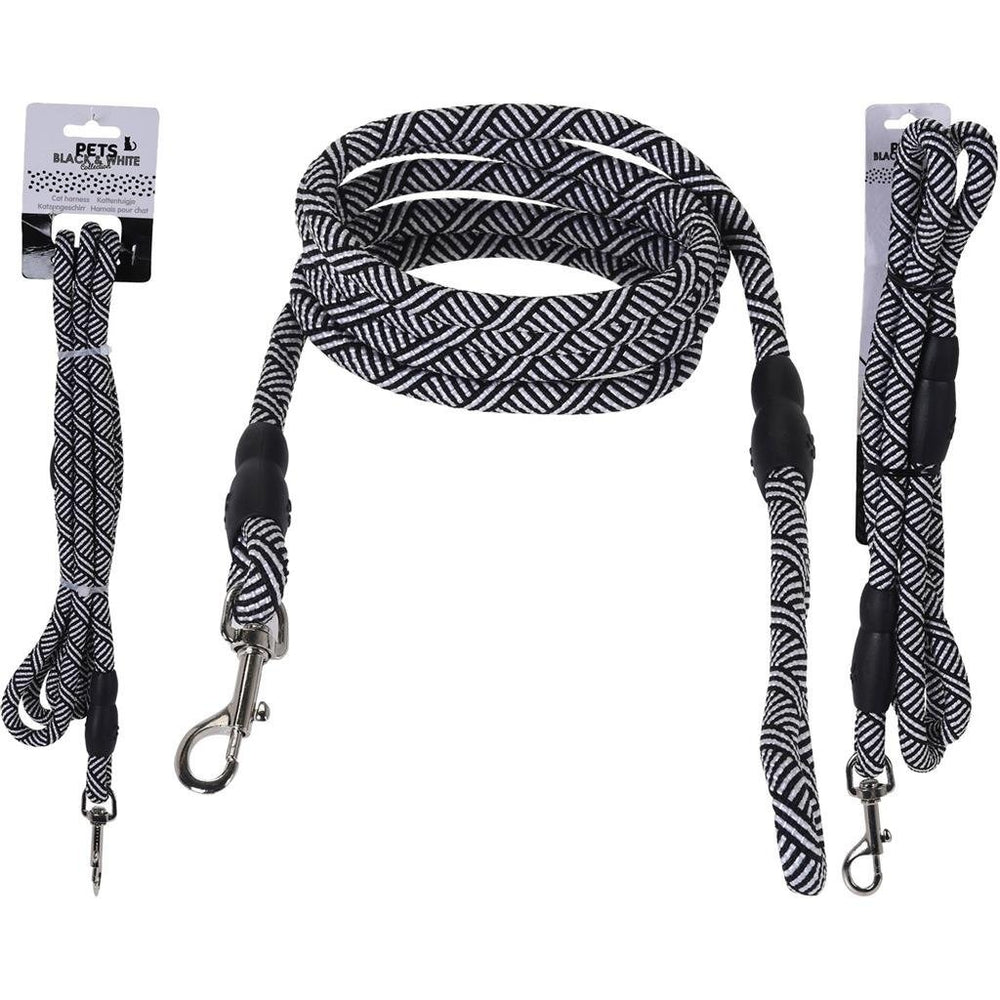 Basic Pets zwart wit collectie hondenriem 130cm zwart wit