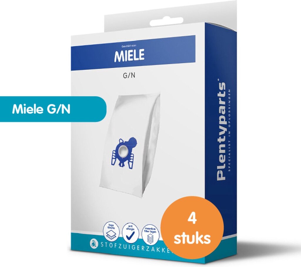 Plenty onderdelen stofzuigerzakken geschikt voor miele gn - 4 stuks