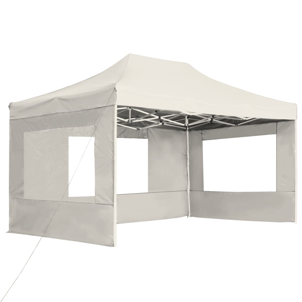 Vidaxl partytent inklapbaar met wanden 4,5x3m aluminium crème