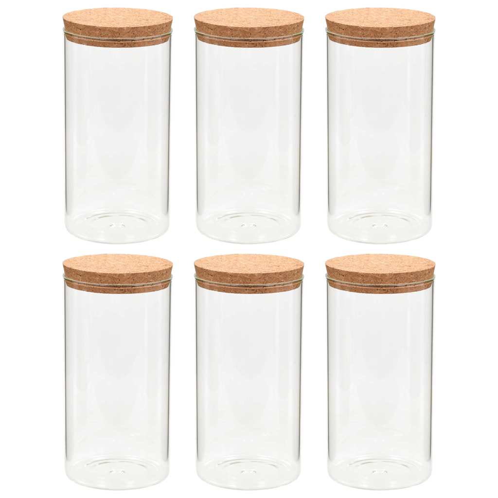 Vidaxl opbergpotten met kurken deksel 6 st 1100 ml glas