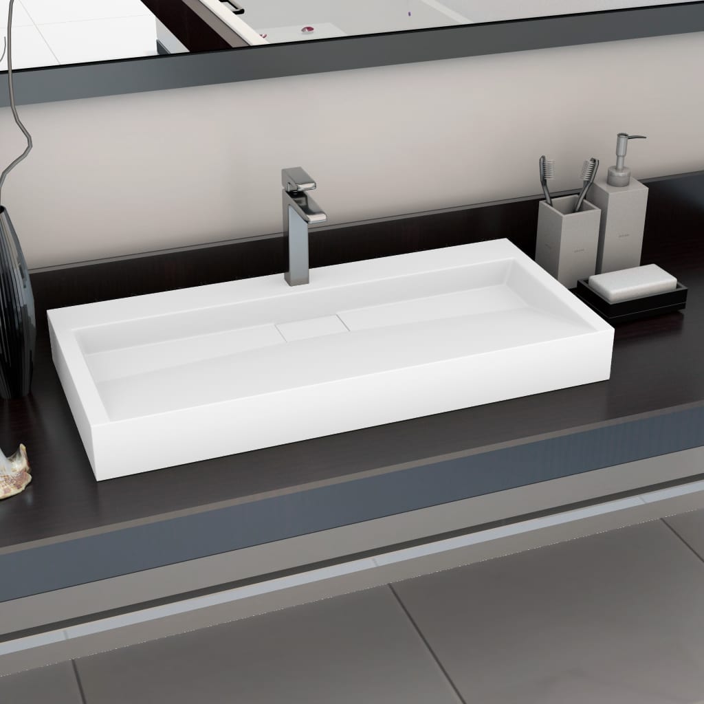 Vidaxl wastafel 100x46x11 cm mineraal gewonnen marmer wit