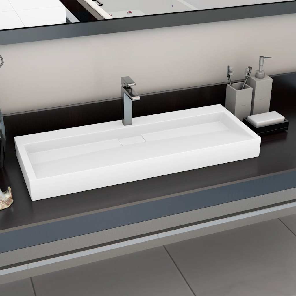 Vidaxl wastafel 120x46x11 cm mineraal gewonnen marmer wit