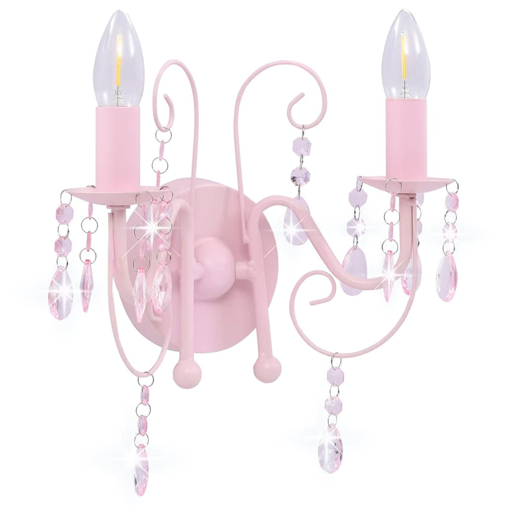 Vidaxl wandlamp met kralen 2 x e14 roze