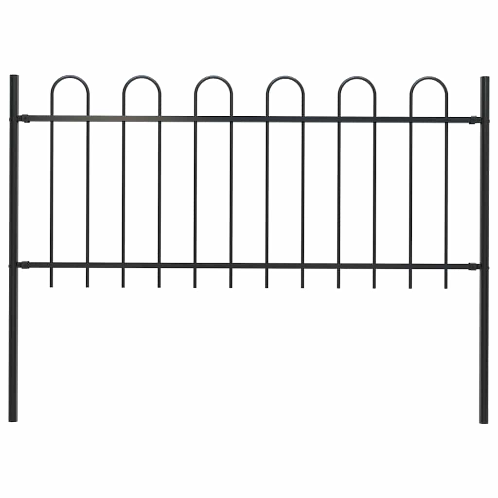 Vidaxl tuinhek met ringtop staal 181x80 cm zwart