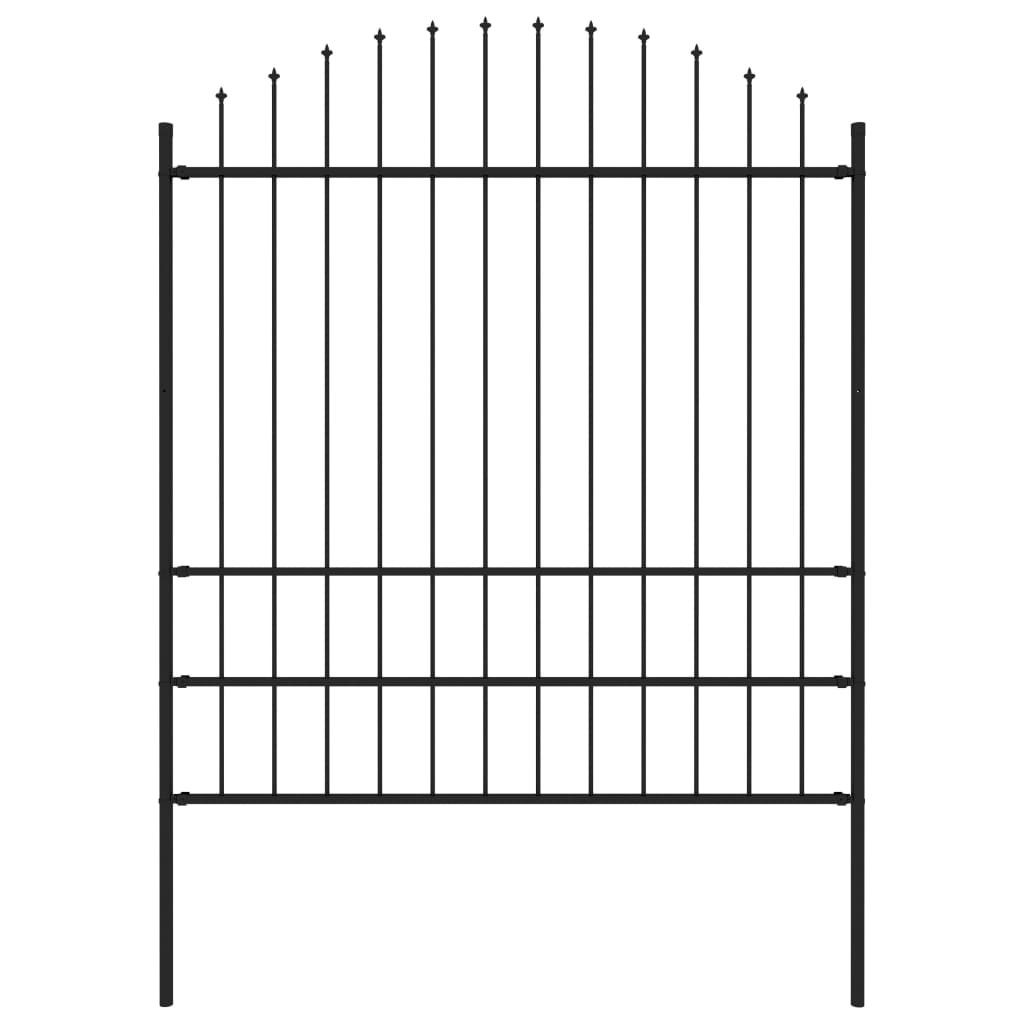 Vidaxl tuinhek met speren bovenkant (1,75-2)x1,7m staal zwart