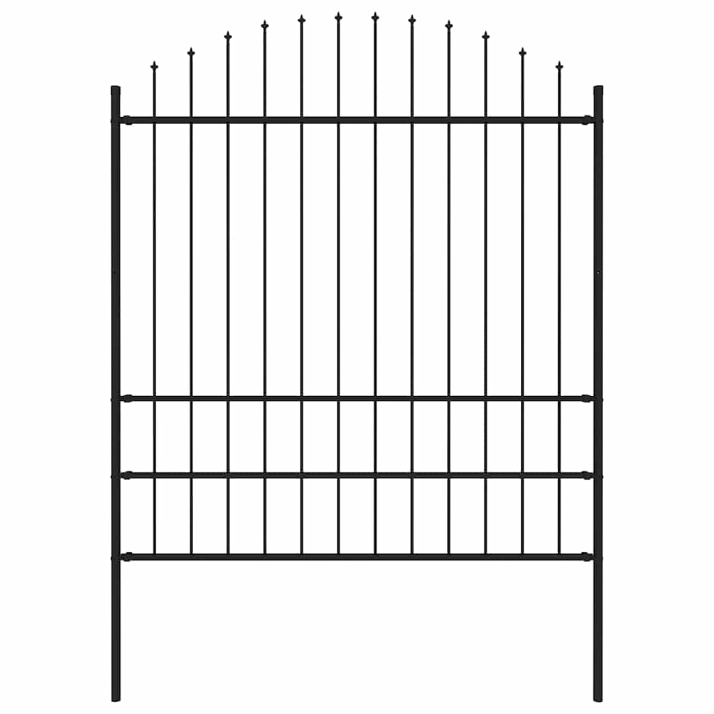 Vidaxl tuinhek met speren bovenkant (1,75-2)x1,7 m staal zwart