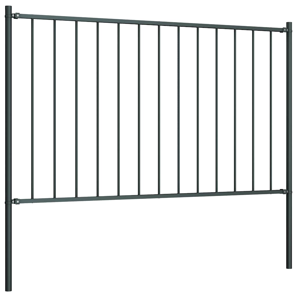 Vidaxl schuttingpaneel met palen gepoedercoat staal 1,81x0,75 m antraciet