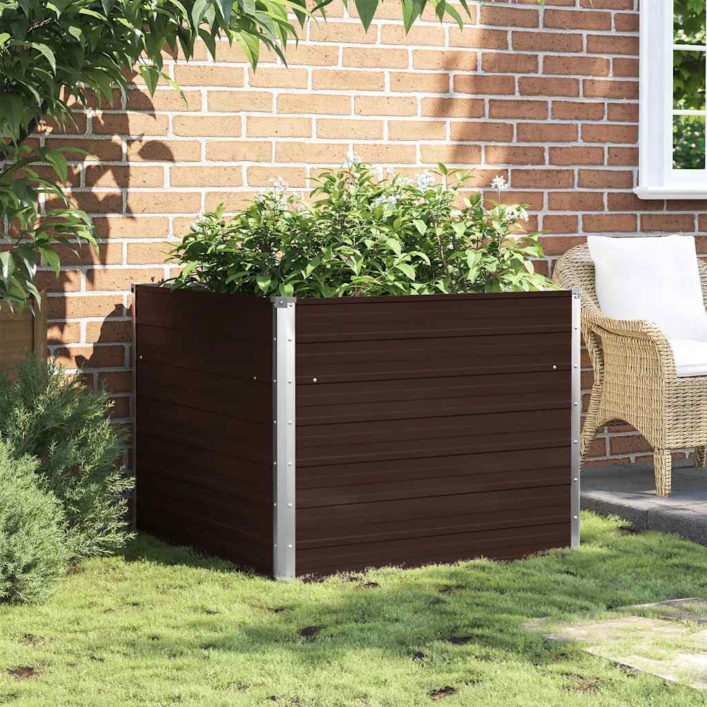 VidaXL Plantenbak 100x100x77 cm gegalvaniseerd staal bruin
