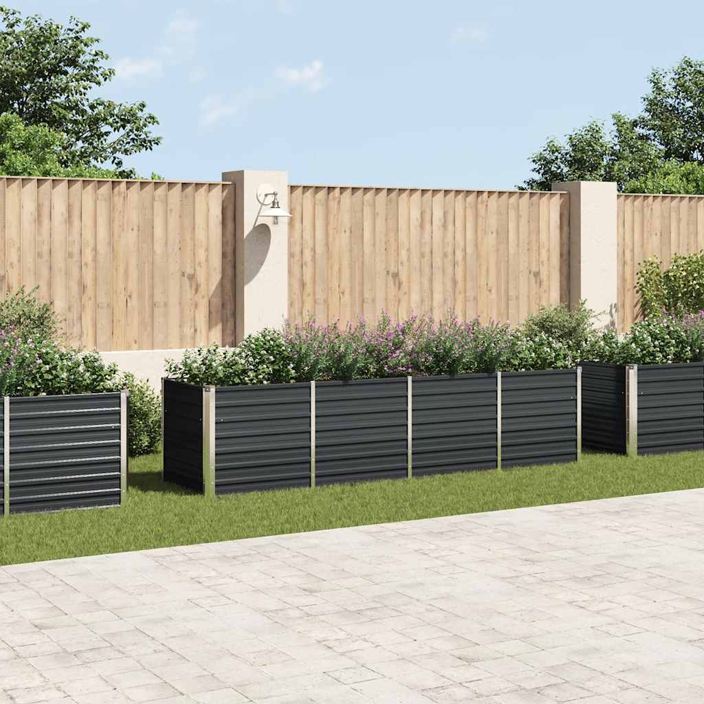 Vidaxl plantenbak verhoogd 320x80x77 cm gegalvaniseerd staal antraciet