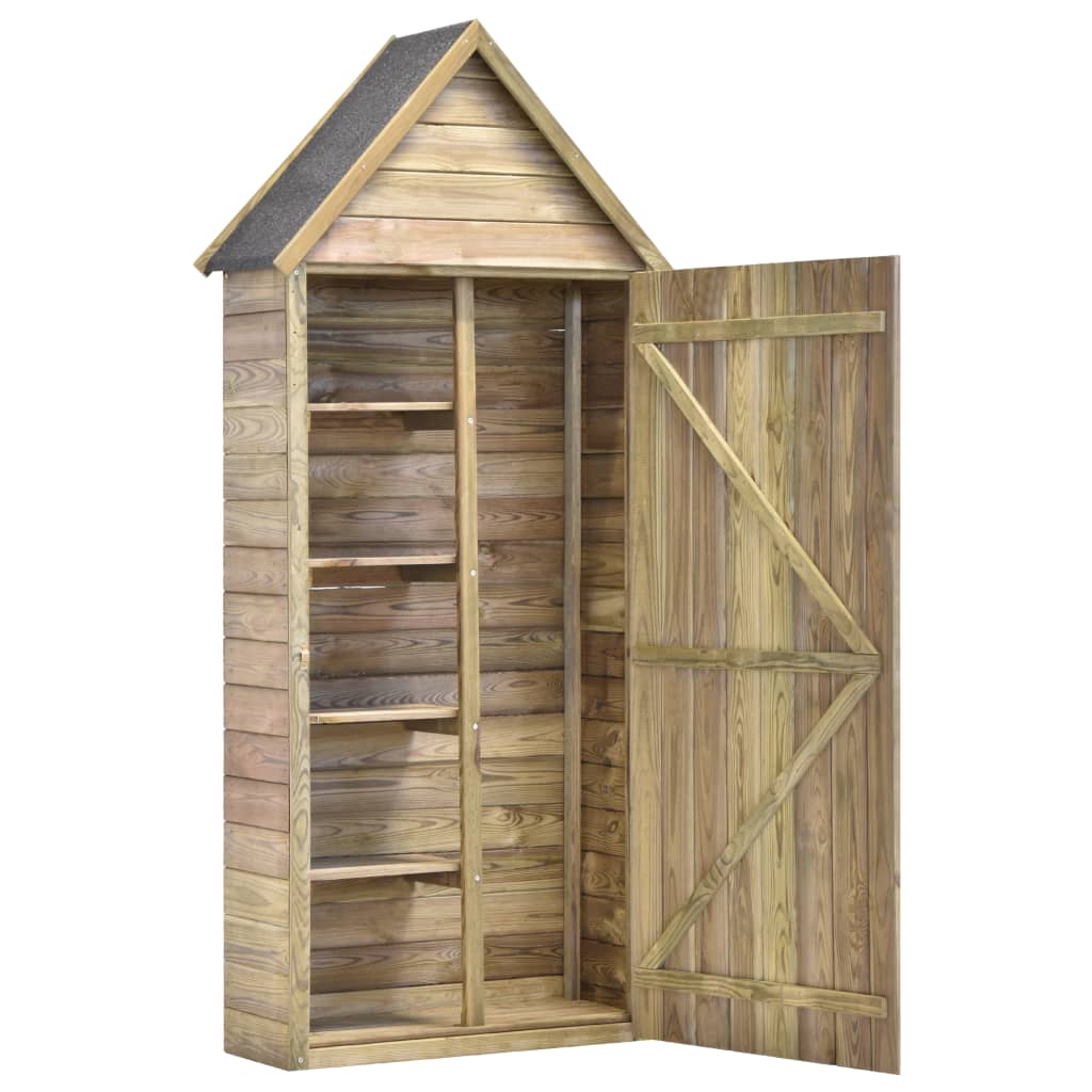 VidaXL Tuinschuur met deur 69,5x32x178 cm geïmpregneerd groenenhout