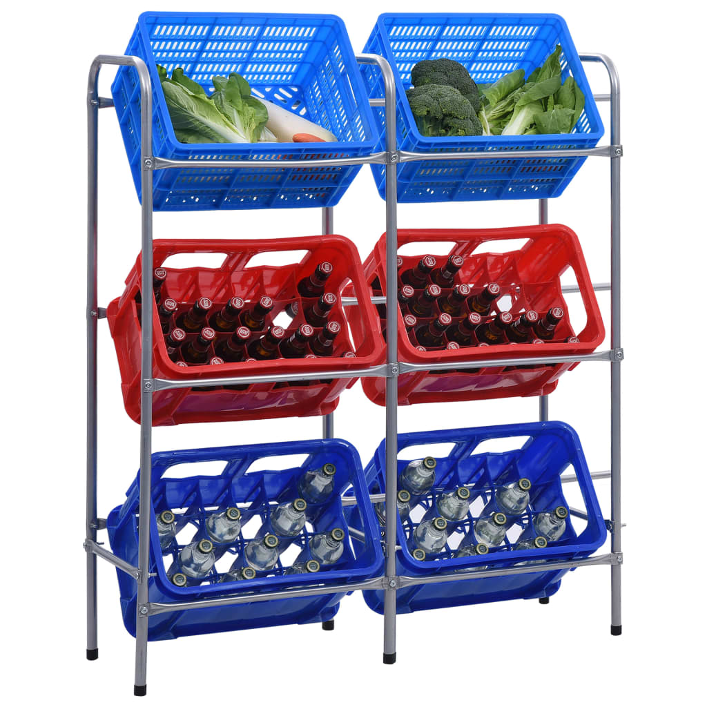 Vidaxl opbergrek voor 6 kratten 96x33x116 cm steel zilverkleurig
