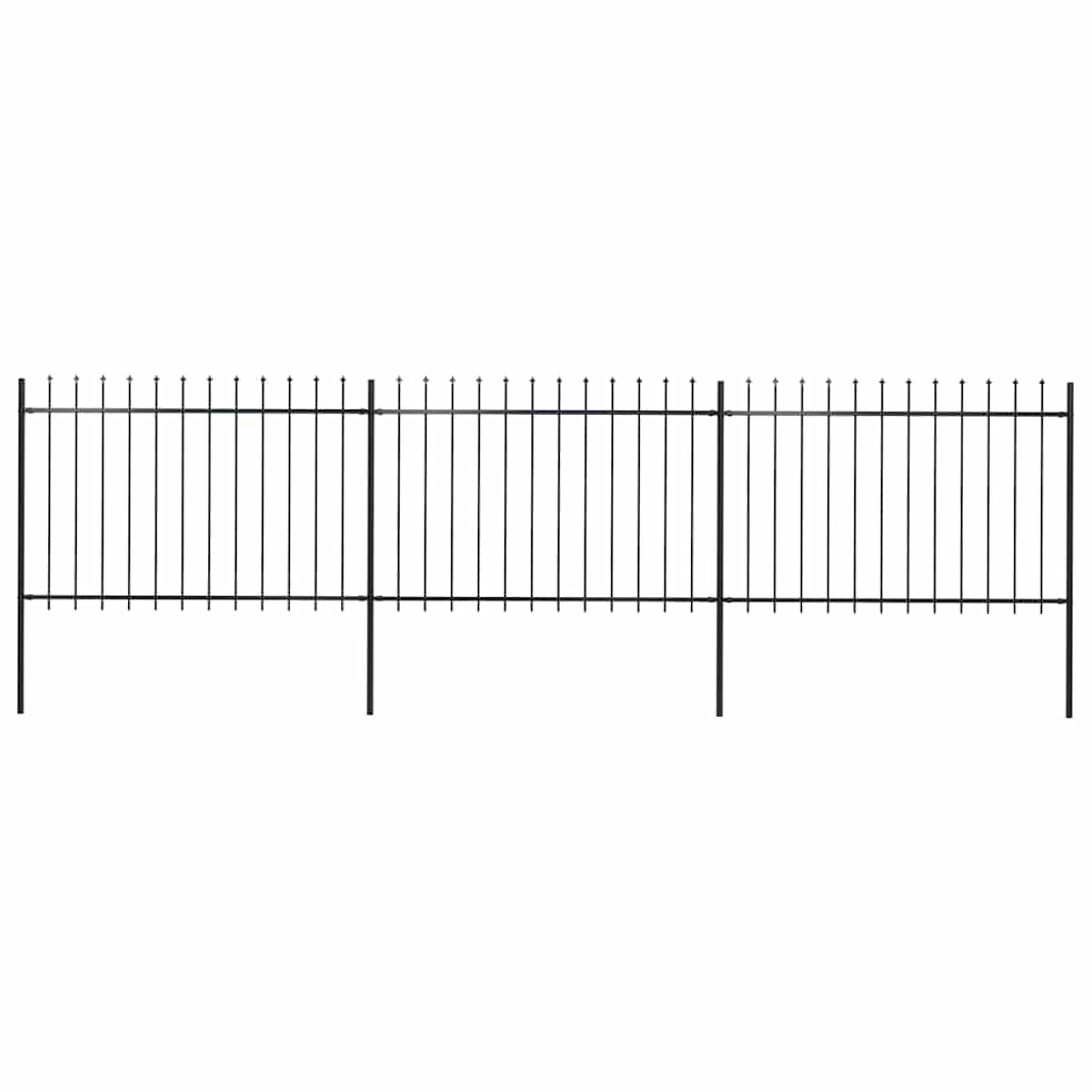 Vidaxl tuinhek met speerpunt staal 537x120 cm zwart