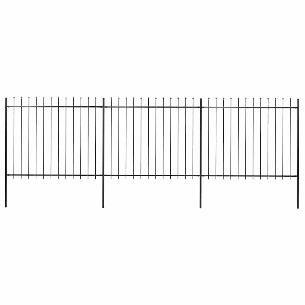 Vidaxl tuinhek met speerpunt staal 537x150 cm zwart