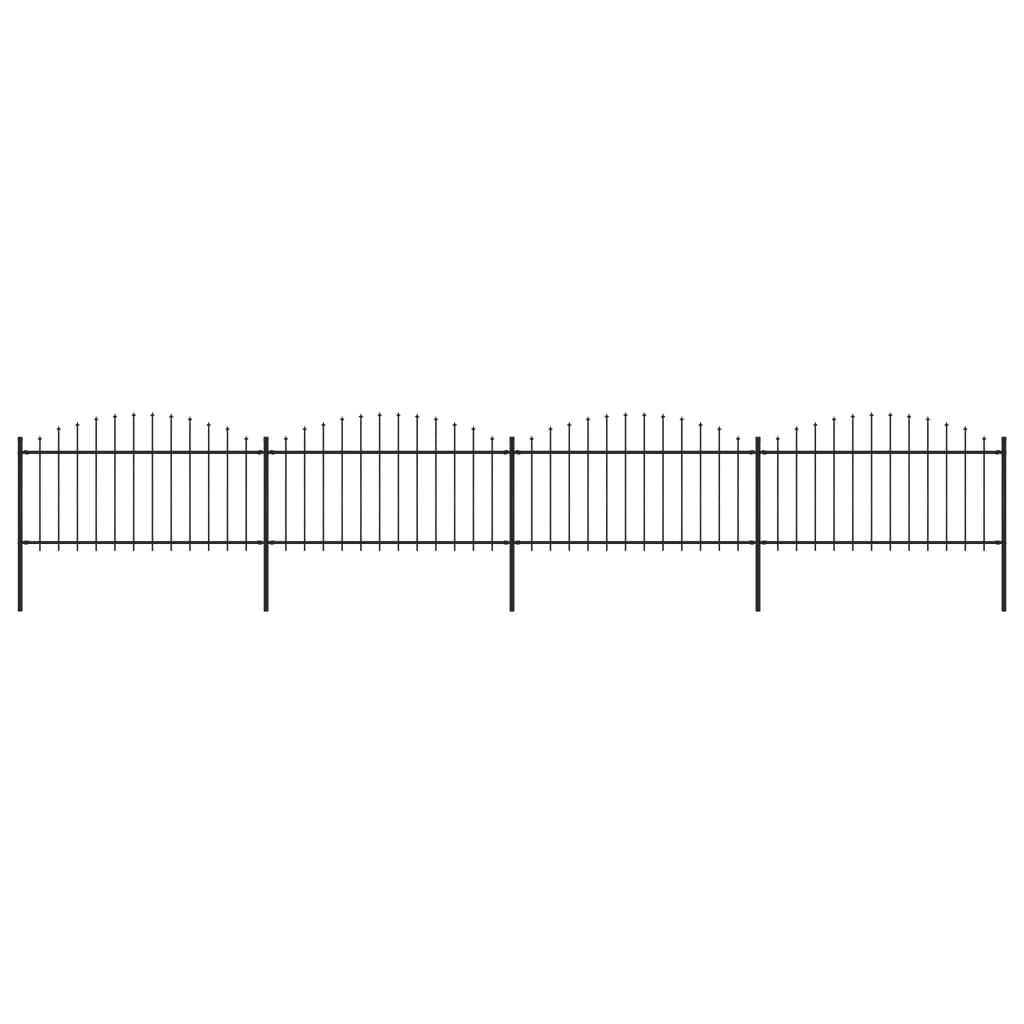 VidaXL Tuinhek met speren bovenkant (1,25-1,5)x6,8m staal zwart