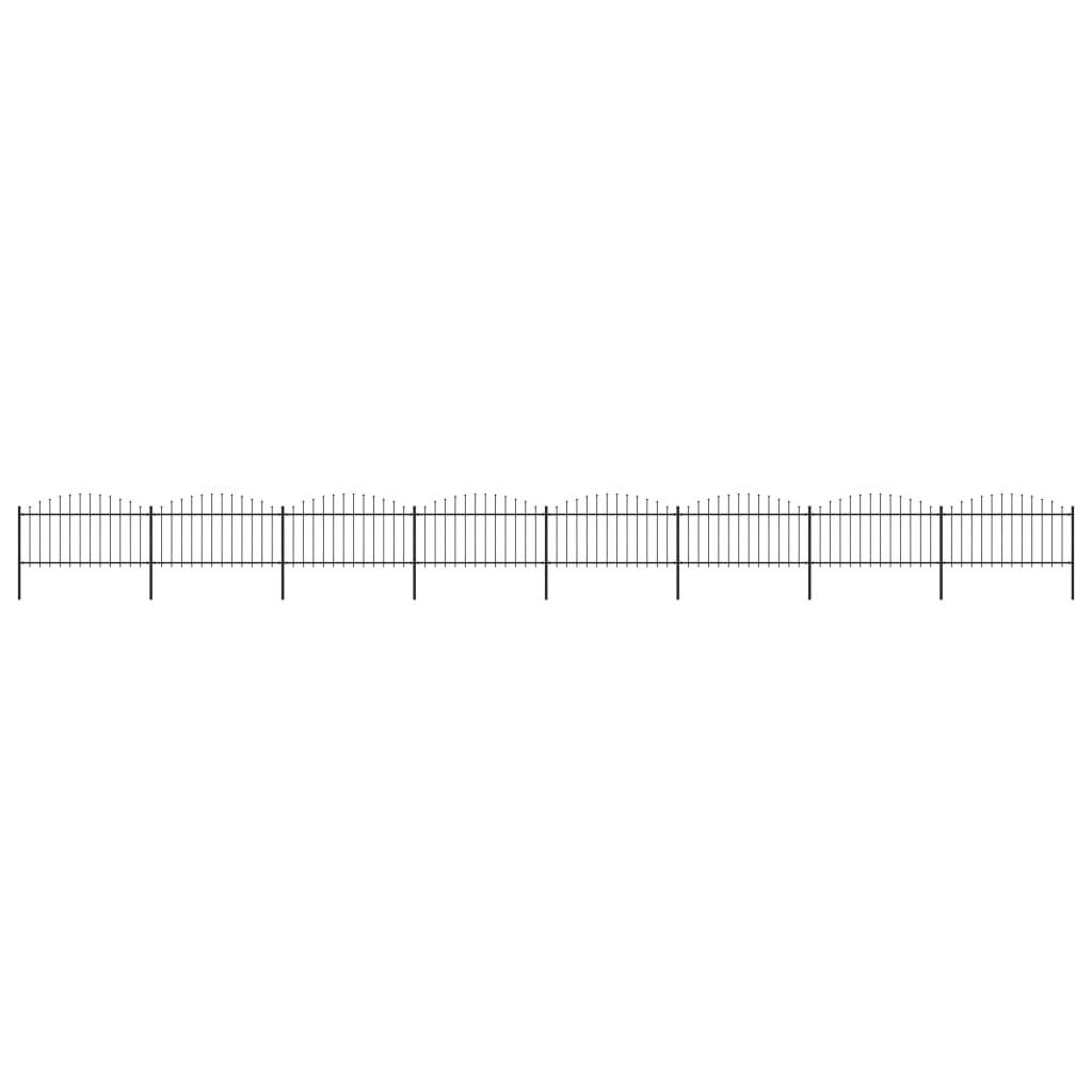 VidaXL Tuinhek met speren bovenkant (1,25-1,5)x13,6m staal zwart