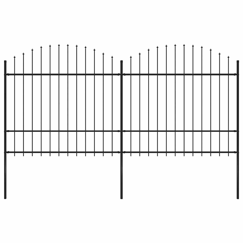 VidaXL Tuinhek met speren bovenkant (1,5-1,75)x3,4m staal zwart