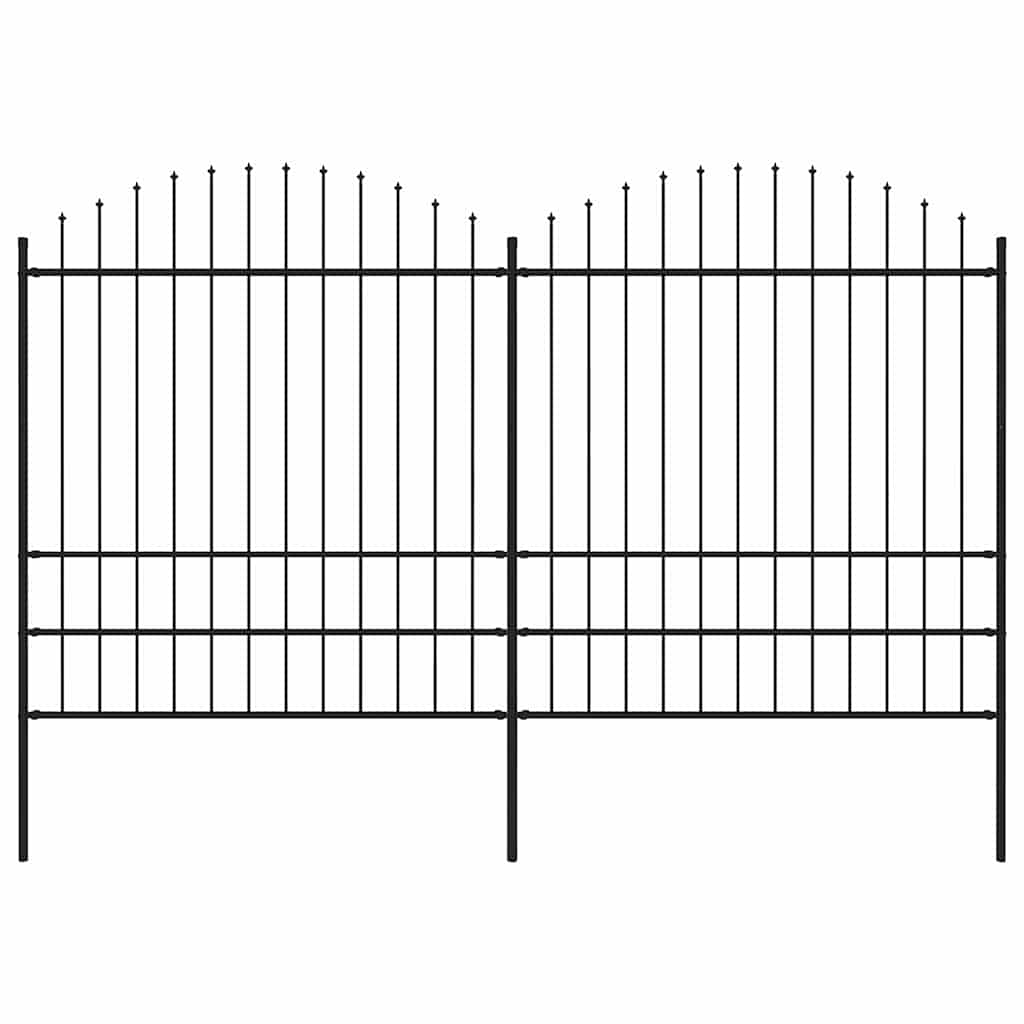 Vidaxl tuinhek met speerpunt staal 359x200 cm zwart