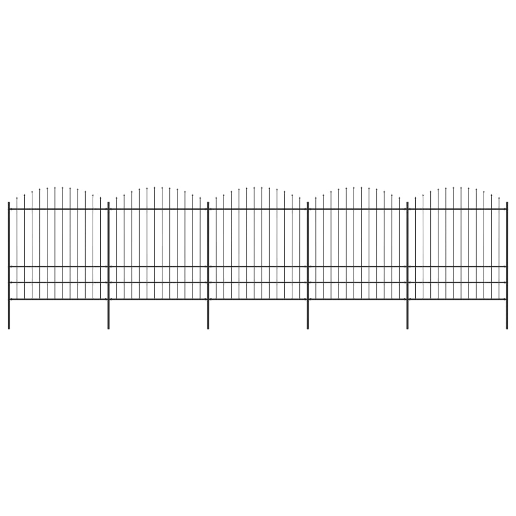 VidaXL Tuinhek met speren bovenkant (1,75-2)x8,5m staal zwart