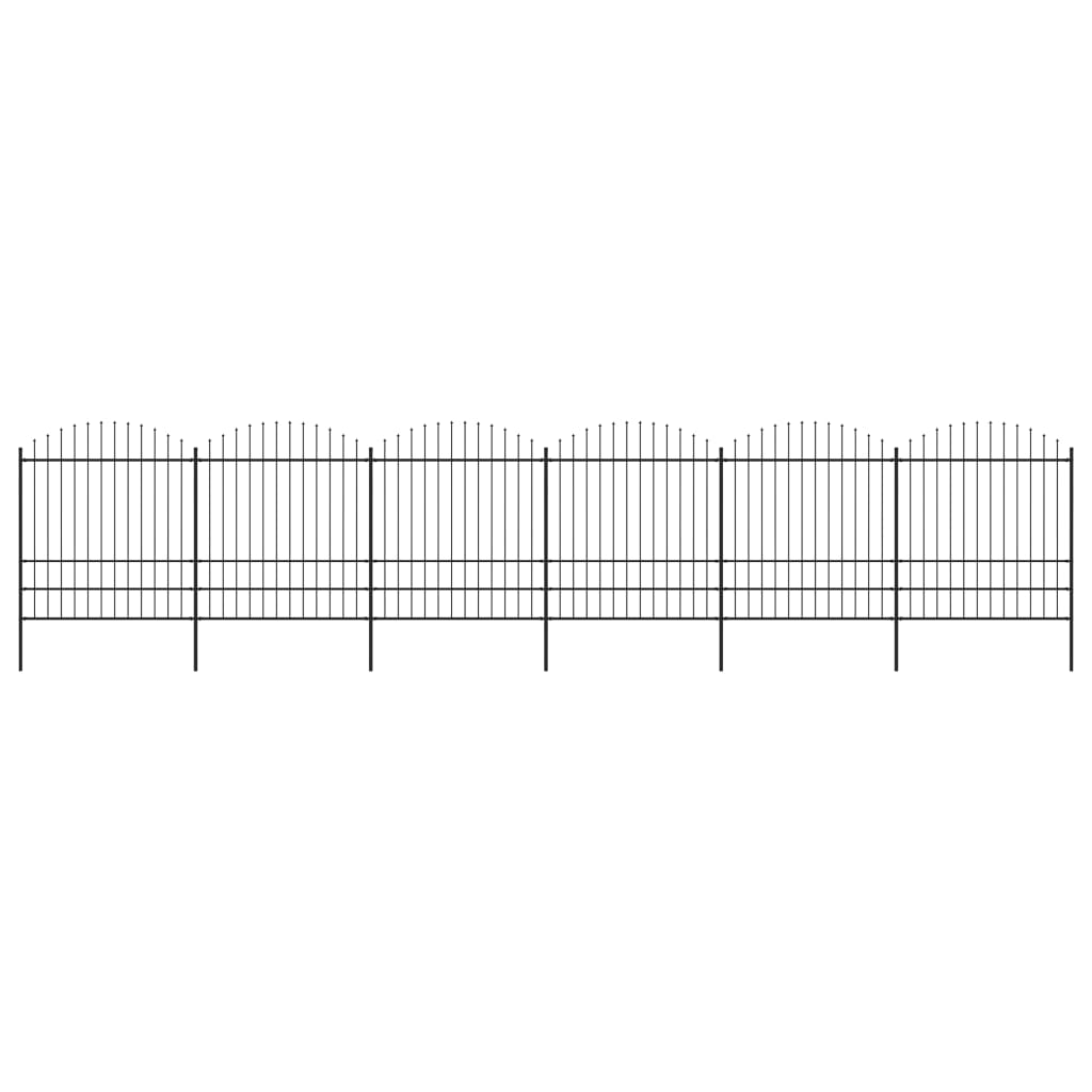 VidaXL Tuinhek met speren bovenkant (1,75-2)x10,2m staal zwart