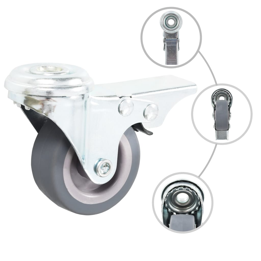 Vidaxl 8 st zwenkwielen met boutgaten 50 mm
