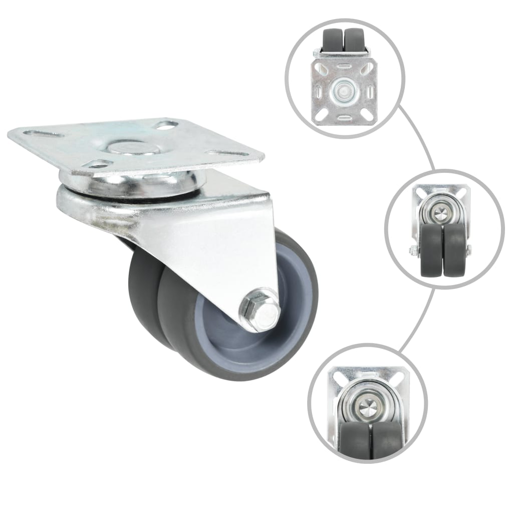 Vidaxl 32 st zwenkwielen dubbel 50 mm