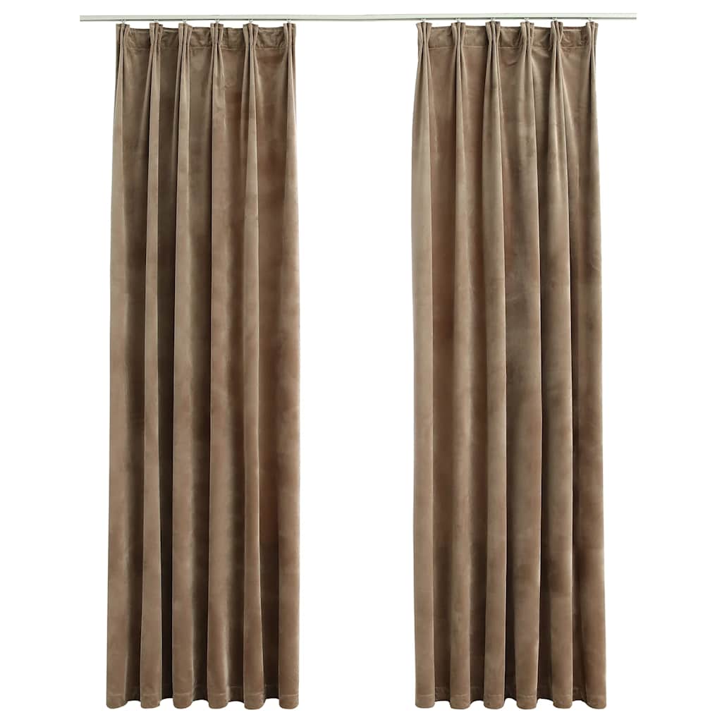Vidaxl gordijnen verduisterend 2 st met haken 140x225 cm fluweel beige