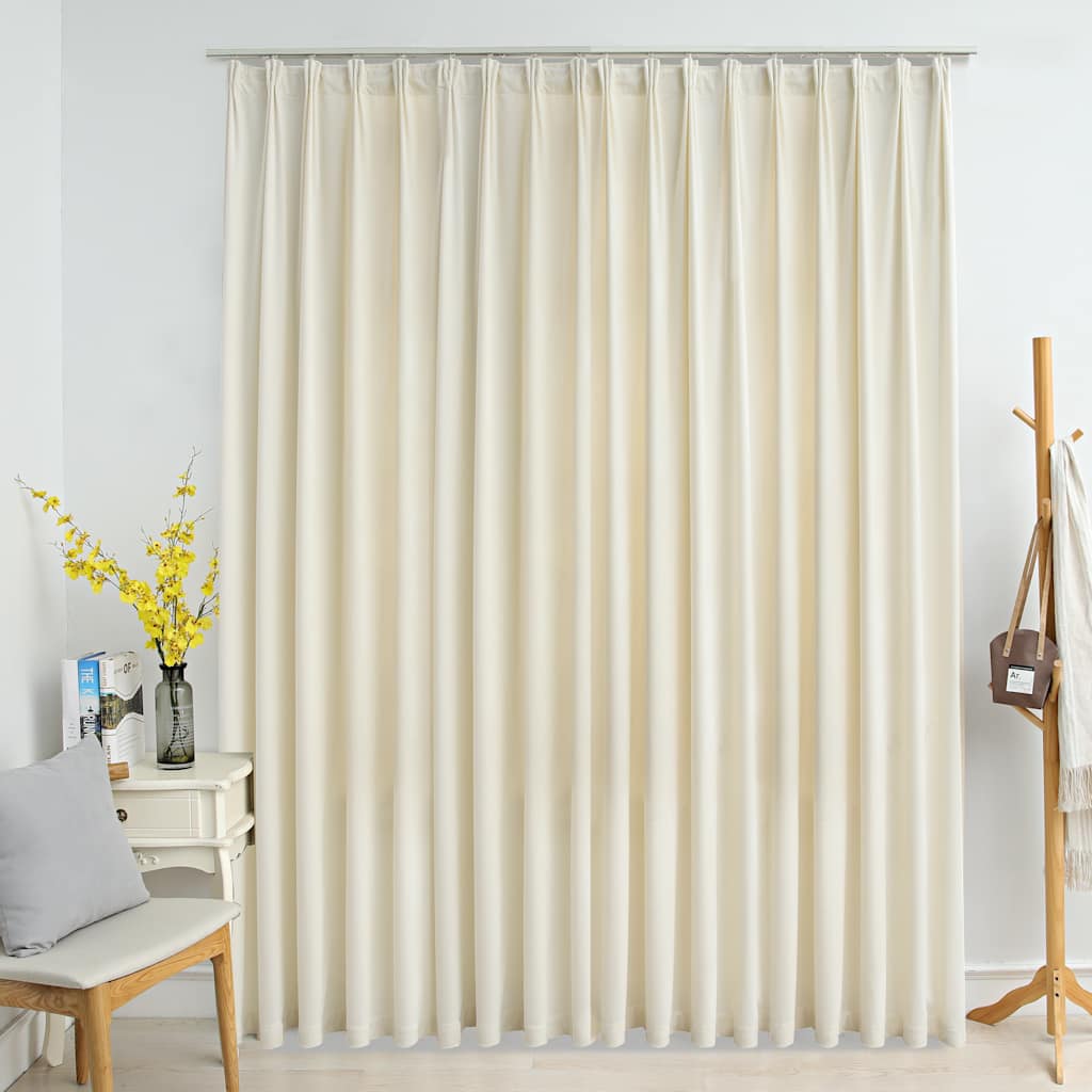 Vidaxl gordijn verduisterend met haken 290x245 cm fluweel crème