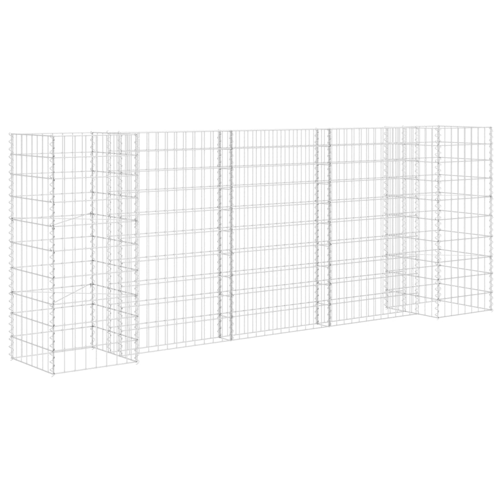 Vidaxl schanskorf plantenbak h-vormig 260x40x100 cm staaldraad