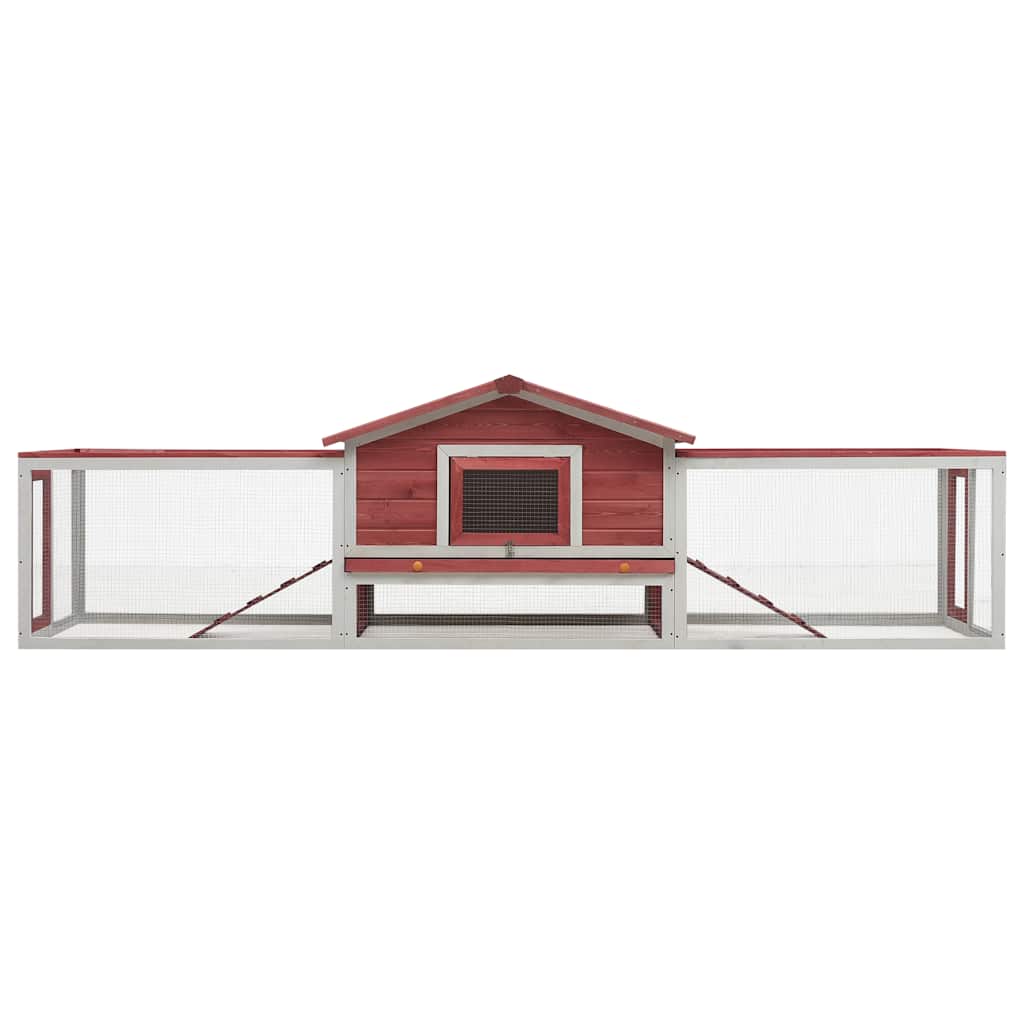 Vidaxl konijnenhok 310x70x87 cm massief groen- en vuurhout rood