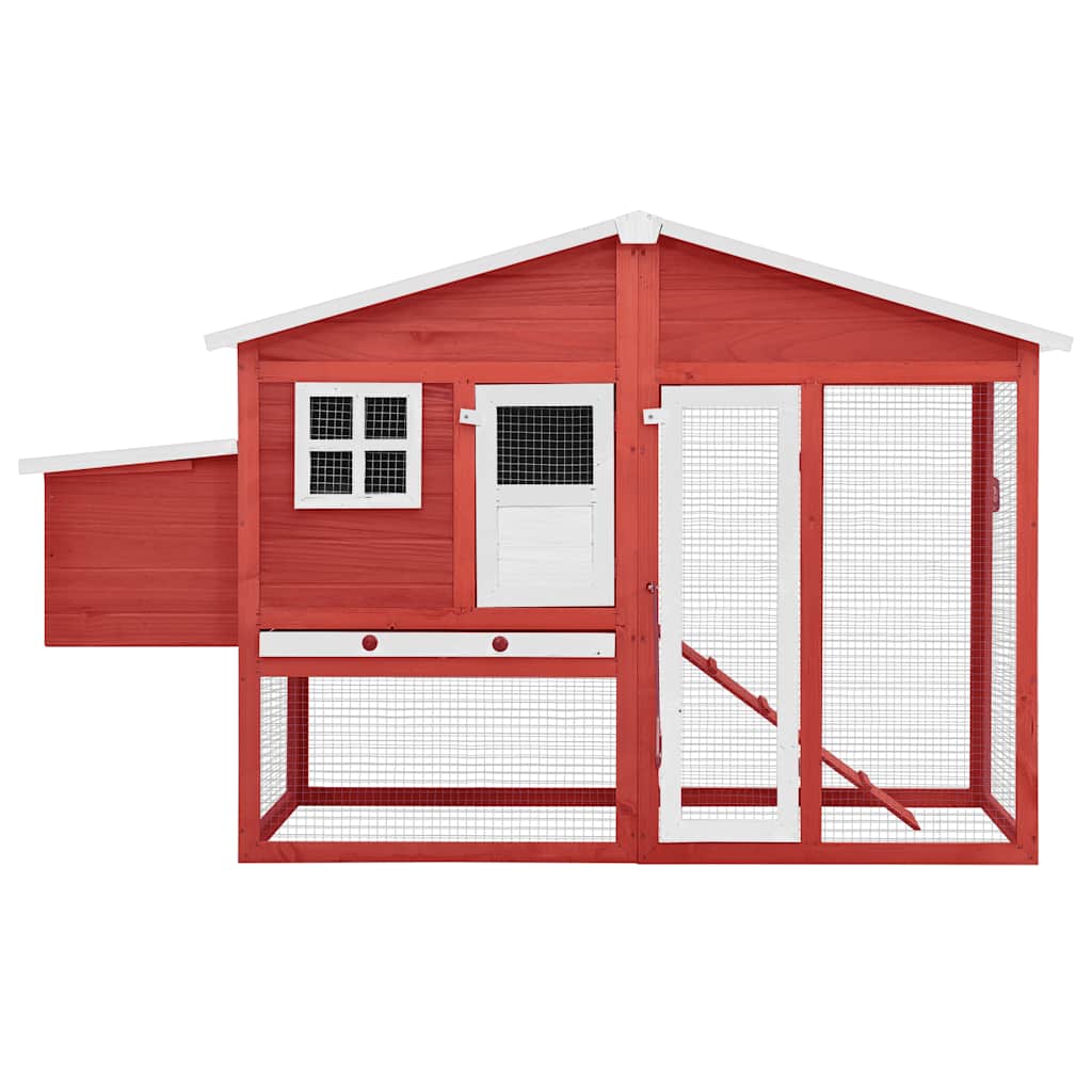 VidaXL Kippenhok met nestkast massief vuurhout rood en wit