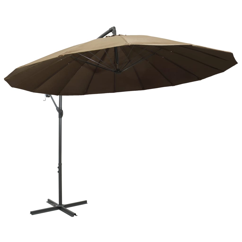 Vidaxl zweefparasol met aluminium paal 3m taupe