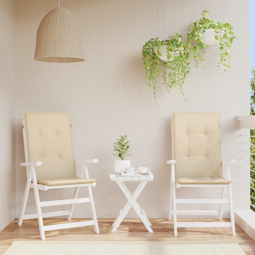 VidaXL Tuinstoelkussens 2 st hoge vloerkleed 120x50x3 cm stof beige